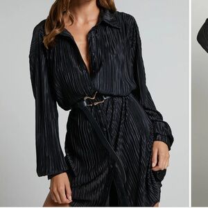 Showpo Black Pleated Midi Dress - Beca